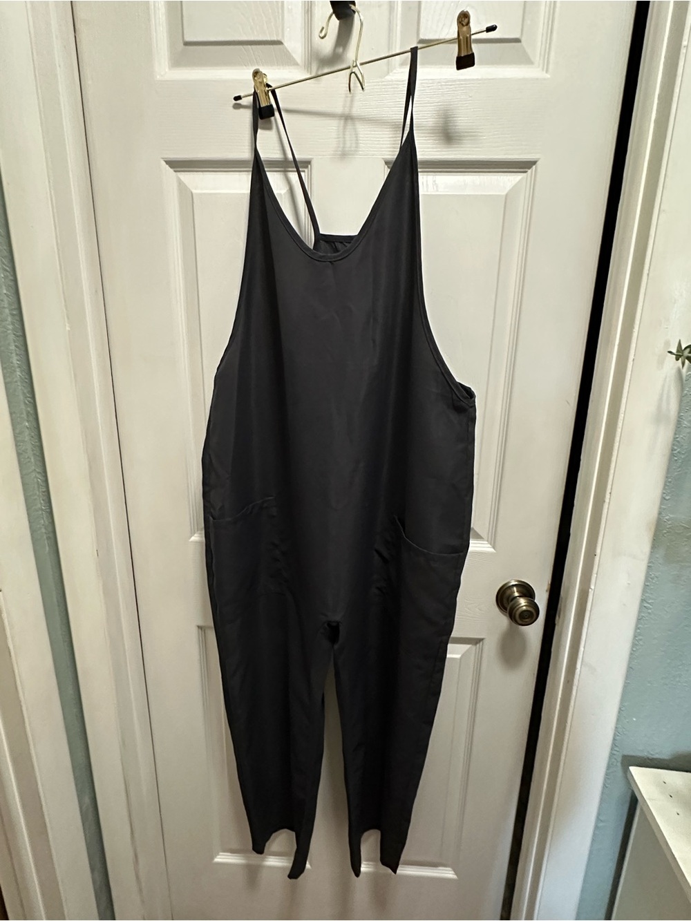 Black Women's Sleeveless Harem Style Jumpsuit with Scoop Neck